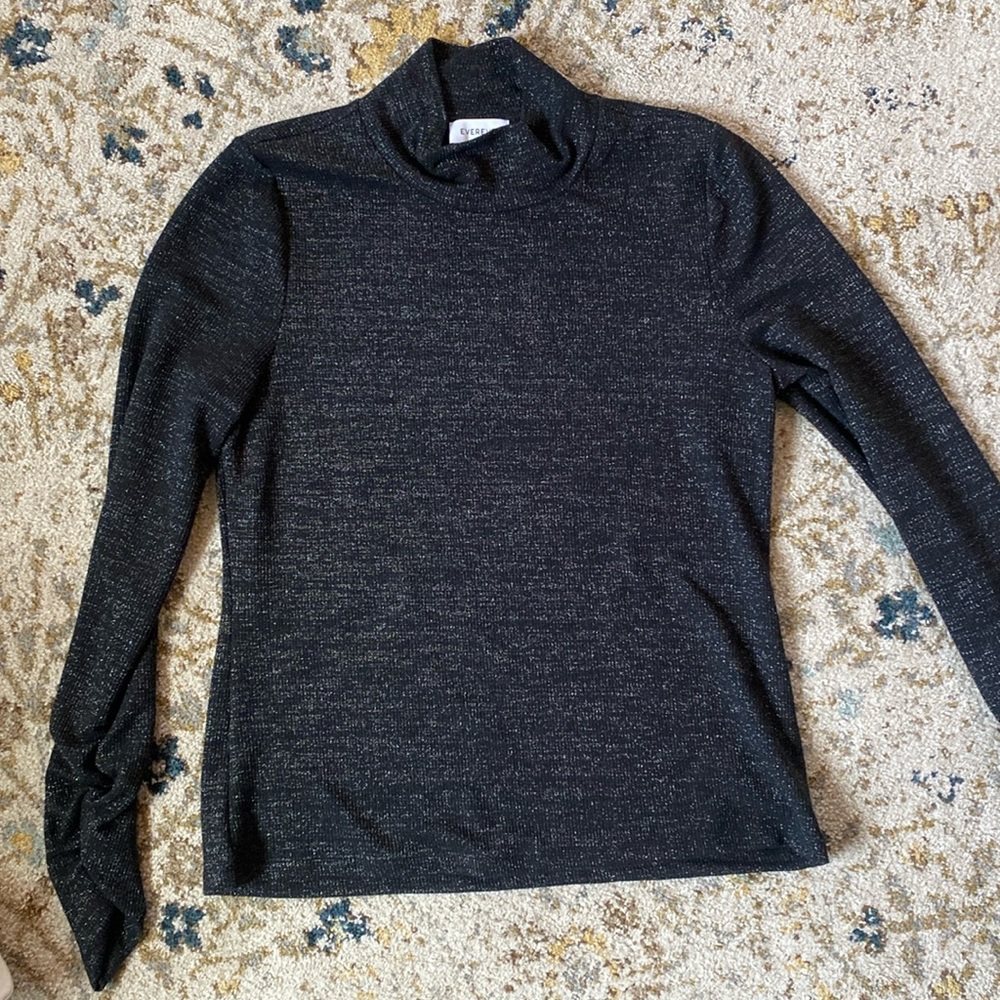 Evereve shimmer mock neck top
